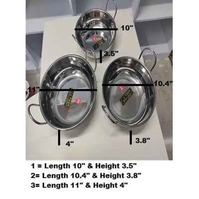 Picture of Stainless Steel Curry Sauce Pot with Handle 3 Pieces Family Set( Induction + Infared + Gas Burner) -Silver