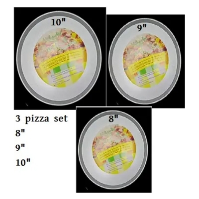 Picture of 3 Piece Pizza Pan SILVER Set  8" 9" 10" Sizes -Silver