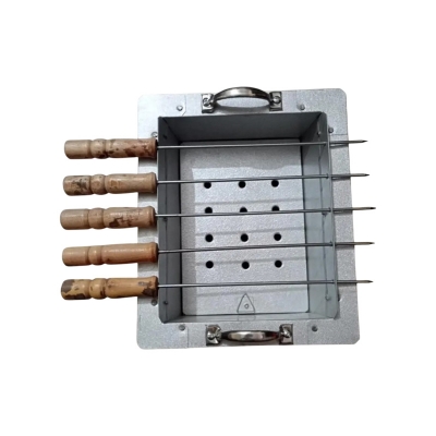 Picture of BBQ with Grill 5 stick  Tin Made Maker  - Silver 5 Stick -Silver
