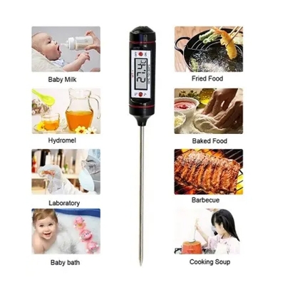 Picture of Food Digital Thermometer Kitchen BBQ Meat Water Oil Cooking Electronic Probe Food Oven Digital Thermometer -Multicolor