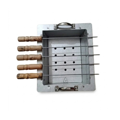 Picture of BBQ 5 ShiK with Grill 5 stick  Tin Made Maker  - Silver -Silver