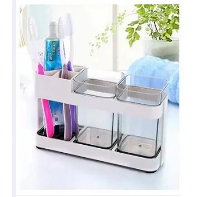 Picture of Toothbrush Holder Automatic Toothbrush Dispenser Holder Toothbrush Storage Two Box Part Bathroom Accessories -White