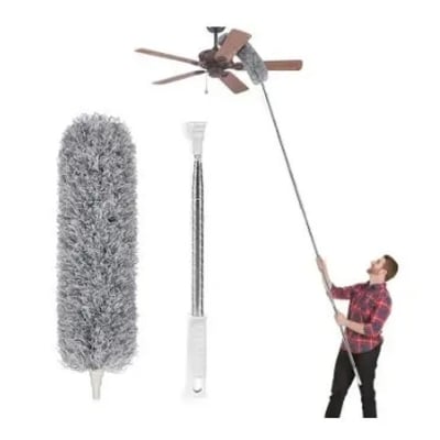 Picture of Fan Cleaning Duster with 100 inches Expandable Pole Free Style Handle Duster for High Ceiling Fans , Window , AC , Furniture -Ash