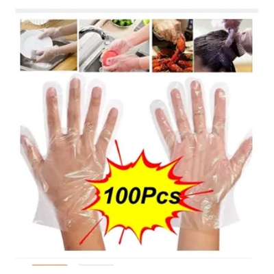 Picture of One Time Hand Gloves Poly 100 Pcs