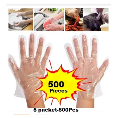 Picture of One Time Hand Gloves Poly 5 packet-500Pcs