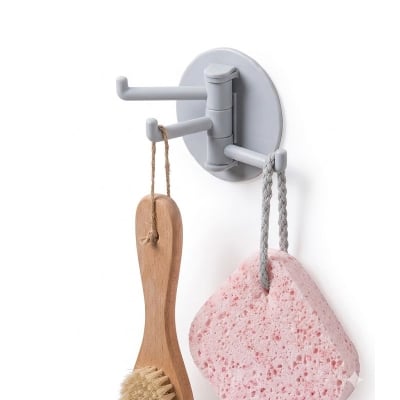 Picture of Bathroom and kitchen wall 1 Piece seamless paste 3-branch rotating hook multi-functional clothes hook sticky hook three-prong hook 1 Piece -Multicolor