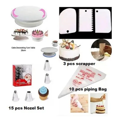 Picture of Cake Decorating Turntable Combo Pack: Enhance Your Baking Experience With Essential Tools 4P -Multicolor