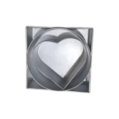 Picture of Aluminium 3 pcs 3 shape Square/ Heart/ Round Shape Cake Mold/ Pudding Mold Full Set -Silver