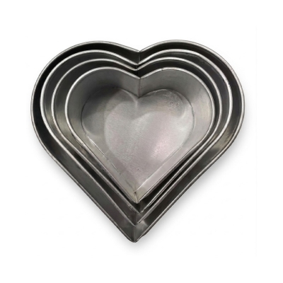 Picture of Alu heart shape mold 4 pcs set 5,6,7,8 incehs sizes -Silver