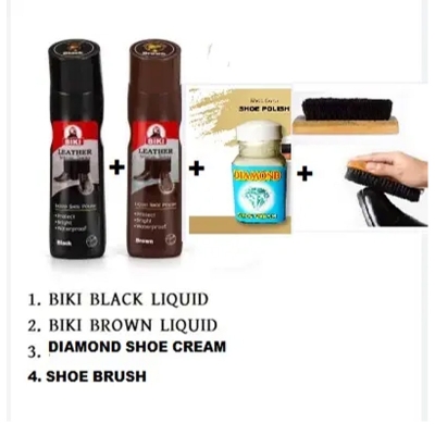 Picture of Combo of biki black biki brown diamond shoe cream and shoe brush