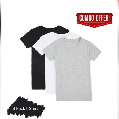 Picture of Multicolor Nit Cotton Pack of 3 Combo Round Neck T-Shirt for Men - Multicolor