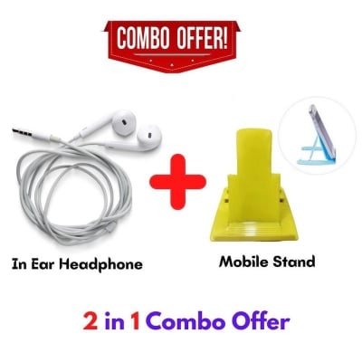 Picture of 2 in 1 Combo Offer High Quality In Ear Headphone + Mobile Stand - Multicolor