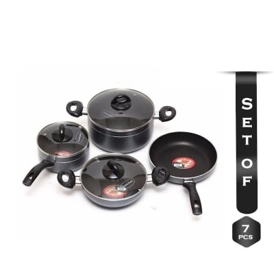 Picture of Non Stick 7 Pieces Cookware Set - Black and Ash - Multicolor