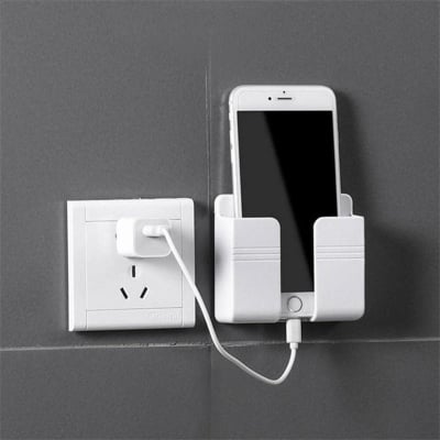 Picture of Wall Phone Holder For Phone Mounted Storage Box Remote Control Storage Organizer Case For Air Conditioner TV Mobile Stand Rack - Multicolor