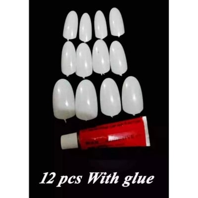 Picture of Fake Nail 12 Pcs False Nails With Glue For Woman - White