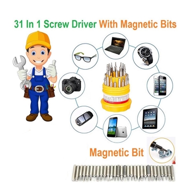 Picture of 31 In 1 ScrewDriver Bit Set With Flexible Shaft Driver Magnetic Bits For electronic, cell phone, tablet repair and mod - Multicolor