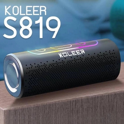 Picture of KOLEER S819 Wireless Bluetooth 5.0 Portable Speaker / Rechargeable / Super Bass / LED Light / FM Radio / TF Slot / AUX - Multicolor