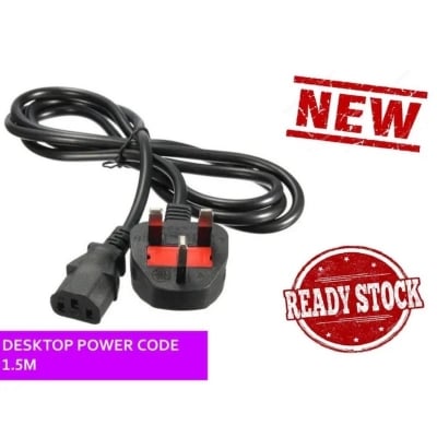 Picture of Desktop Power Supply Cable Cord - 3 Pin Plug With Fuse