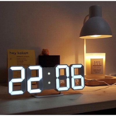 Picture of 3D LED Digital Clock Electronic Table Clock Alarm Clock Wall Glowing Hanging Clocks - Multicolor