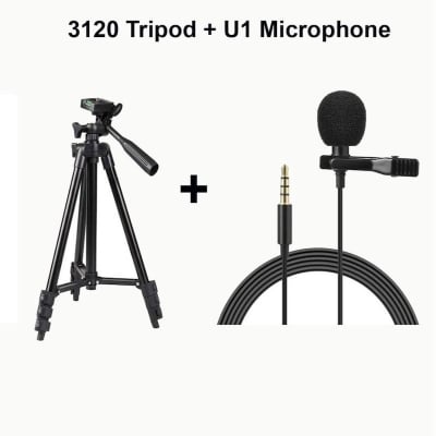 Picture of 3120 Tripod Stand for Mobile Camera - Perfect for TikTok And YouTube Videos - Black Complete with Microphone U1 Full Package - Multicolor