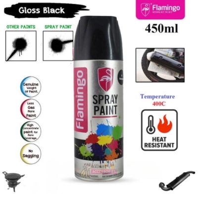 Picture of Flamingo Spray Paint Heat Resistant ( Black) Automatic Hand Spray Paint Metal Anti-Rust Furniture Wood Paint Car Graffiti Wall - Black