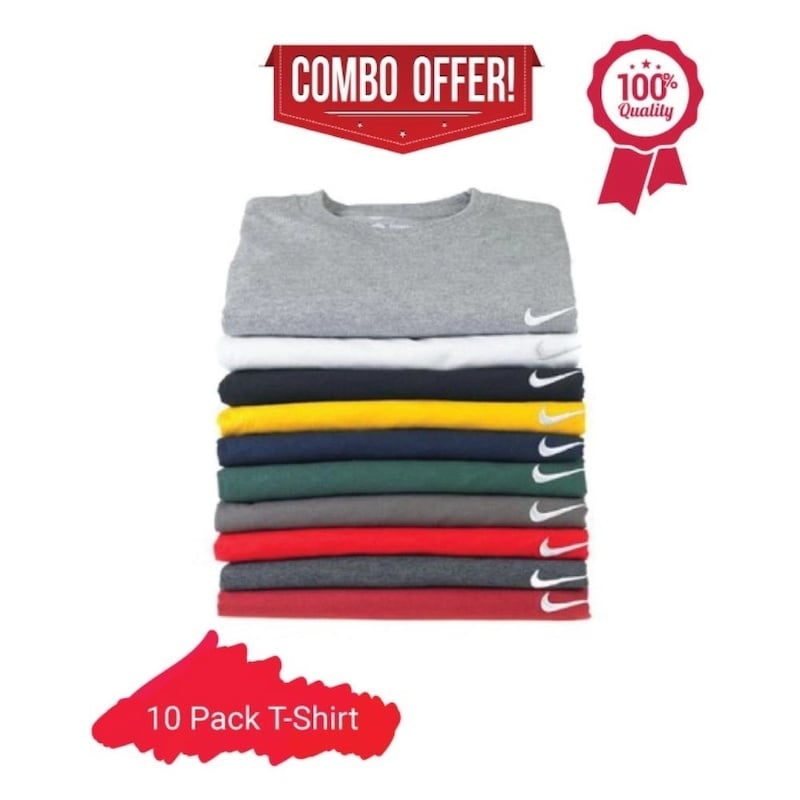 Picture of Multicolor Cotton Pack of 10 Combo Round Neck T-Shirt - Multicolor