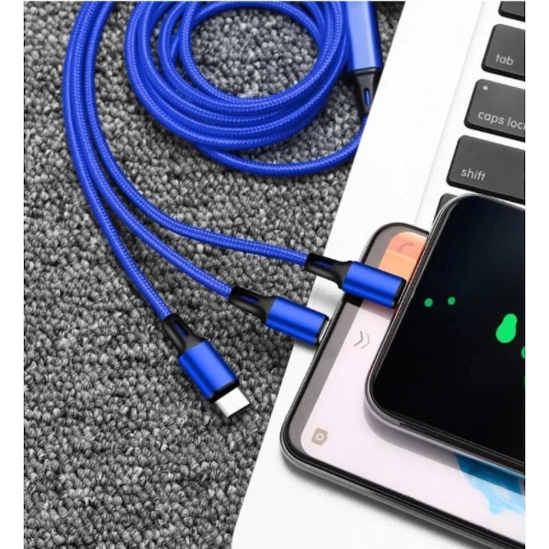 Picture of 3 in 1 Retractable USB cable for iphone, Android and usb C type Charge Cable - Multicolor
