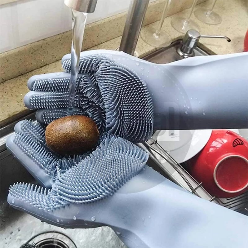 Picture of Silicone High Quality Dish Washing Kitchen Hand Gloves (Multicolor) - Hand Gloves - Hand Gloves - Multicolor