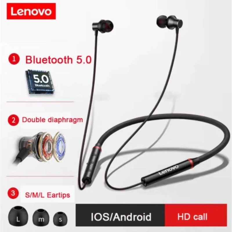 Picture of Lenovo HE05 Bluetooth 5.0 Neckband Earphone Wireless Stereo Sports Magnetic Headphones Sports Running IPX5 Waterproof Headset - Bluetooth Headphone - Bluetooth Headphone - Multicolor