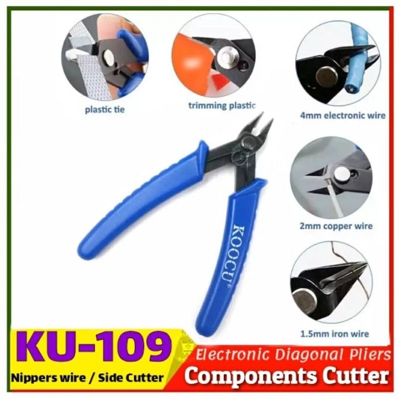 Picture of Electrical Component Wire Cable Cutters Cutting Side Snips Flush Pliers Nipper Anti-slip Rubber Mini Diagonal Pliers Hand Tools - Multicolor