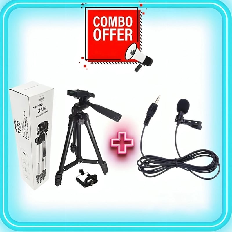 Picture of Digital Creator Combo Deal 2 in 1 Offer For Aluminum Alloy Tripod And 3.5mm Jack Microphone - Microphone - Microphone - Microphone - Multicolor