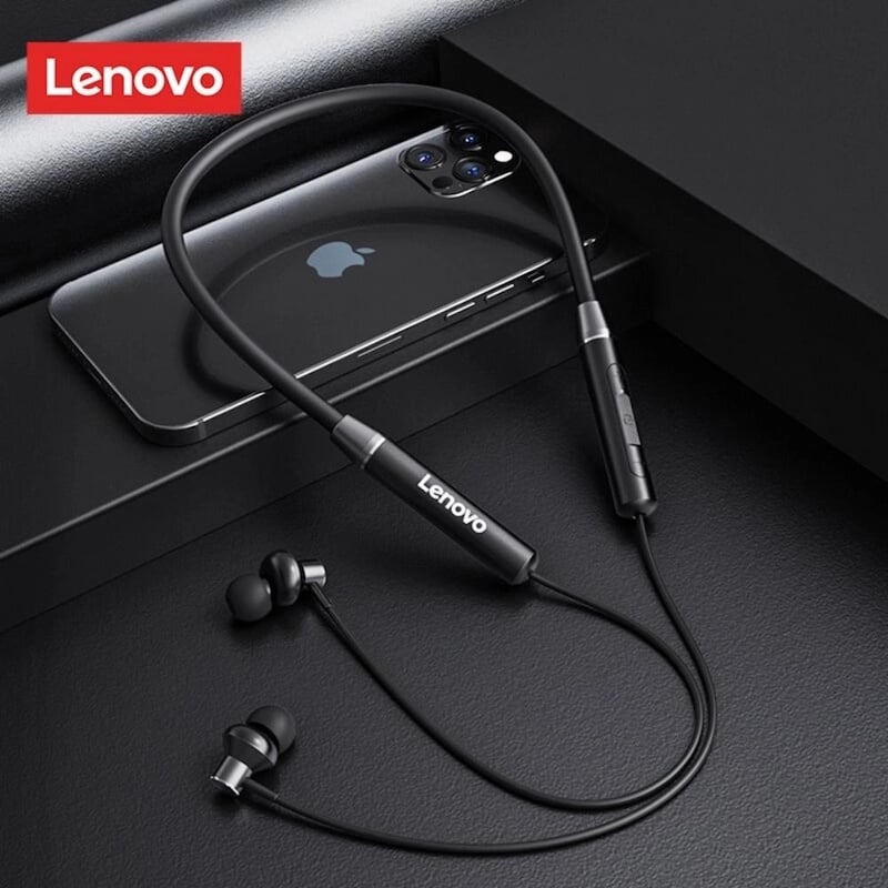 Picture of Lenovo HE05 Wireless In-Ear Neckband Earphones - Black - Black