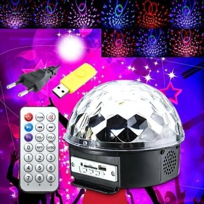 Picture of LED Remote Control Music Magic Ball Effect Disco DJ Light with MP3 - Multicolor
