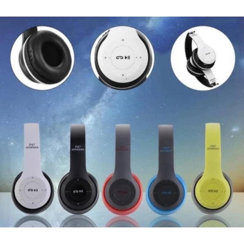Picture of P47 Stereo Head Mounted Bluetooth Headphones Multifunctional Headset Wireless Phone Speakerphone -P47 - Multicolor