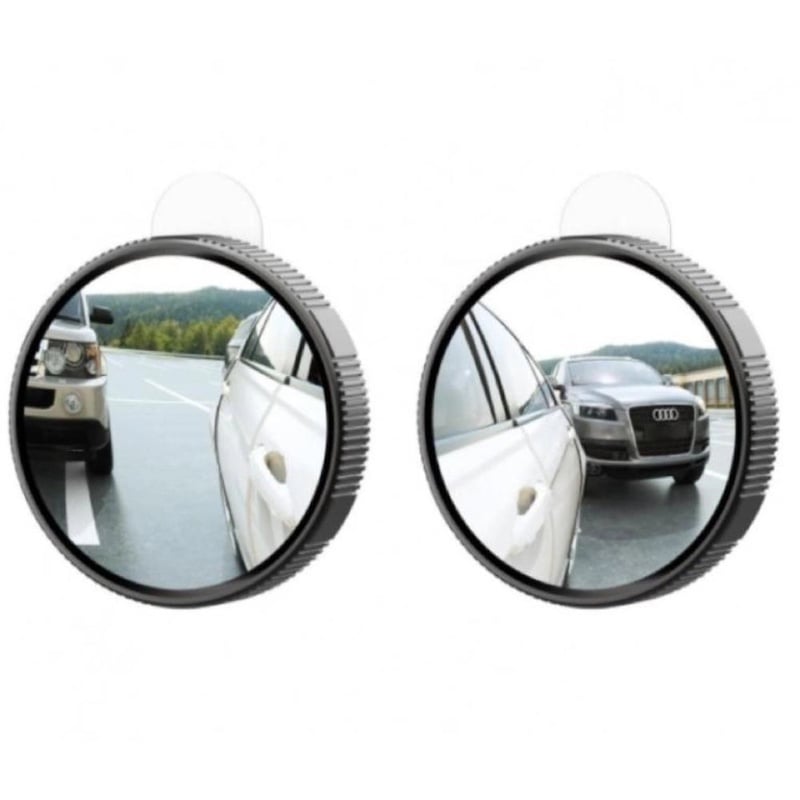 Picture of Blind Spot Round Mirror for Looking glass. Power glass for motorcycle or Car. 360 Degree 2 Piece - Black