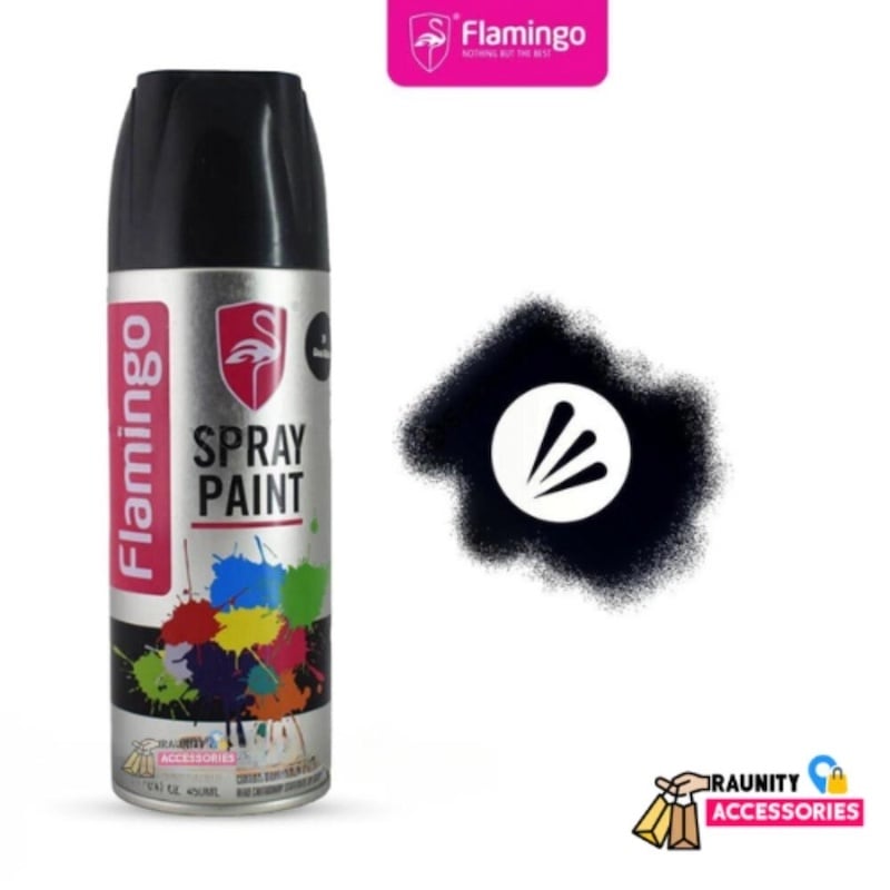 Picture of Flamingo Spray Paint Heat Resistant ( Black) Automatic Hand Spray Paint Metal Anti-Rust Furniture Wood Paint Car Graffiti Wall - Black