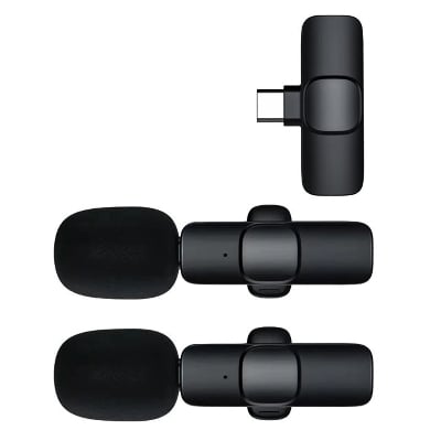 Picture of K9 Wireless Lavalier Microphone Upgraded Plug-Play Auto-Syncs Mic For Vlogs Interview Youtubers (NO APP or Bluetooth Needed)