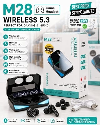 Picture of M28 TWS Bluetooth 5.1 Gaming Headset Dual Mode Wireless Earphones Sports Stereo Sound Low Latency LED Digital Display Smart Touch Earphone