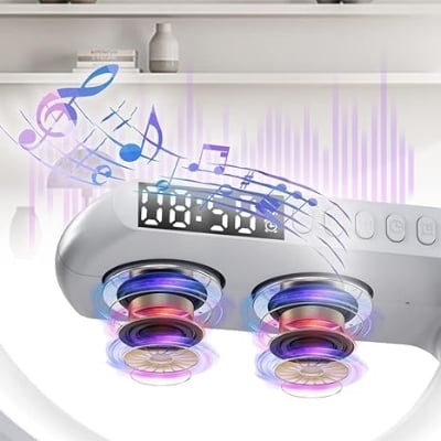 Picture of G63 Speaker Lamp - APP Control 3 in 1 Multi-Function Bluetooth Speaker With Wireless Charging, RGB Light and Alarm Clock - Charger G Lamp with Sunrise Alarm for Bedroom & Bedside table (G Speaker)