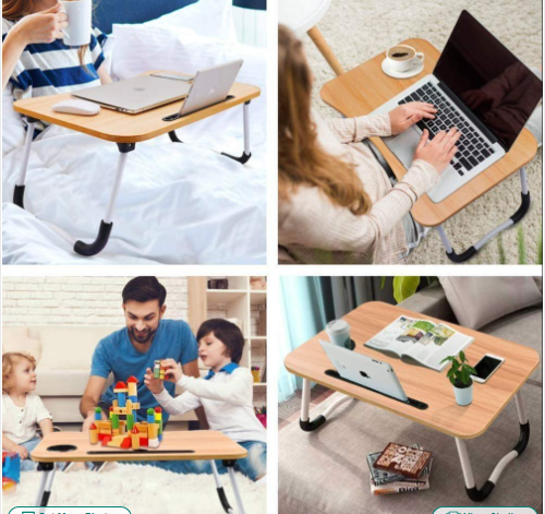 Picture of Foldable Home Laptop/Notebook Stand Desk/Table for Study- Wood Color