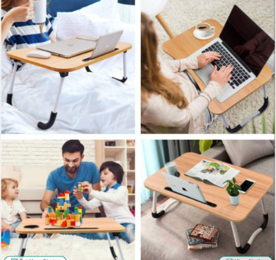 Picture of Foldable Home Laptop/Notebook Stand Desk/Table for Study- Wood Color