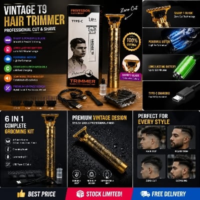 Picture of Vintage T9 Hair Cutting Machine Hair Trimmer Electric Hair Clippers Shaver Beard Trimmer Men Hair Cutting T Style Machine Rechargeable Hair Trimmer by latfu accessories