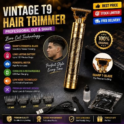 Picture of Vintage T9 Hair Cutting Machine Hair Trimmer Electric Hair Clippers Shaver Beard Trimmer Men Hair Cutting T Style Machine Rechargeable Hair Trimmer by latfu accessories