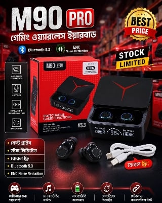 Picture of M90 Pro TWS Digital Display Earbuds with HD Voice Noise Cancelling Bluetooth Feature By Latfu