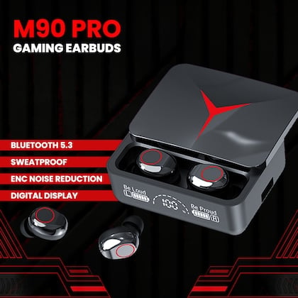 Picture of M90 Pro TWS Digital Display Earbuds with HD Voice Noise Cancelling Bluetooth Feature By Latfu