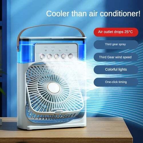 Picture of Air Conditioner Cooling Fan With 5 Sprays 7 Color Light Portable Fan Air Cooler Kipas Mini Fan Air Humidifier By Latfu
