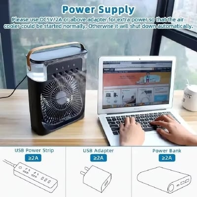 Picture of Air Conditioner Cooling Fan With 5 Sprays 7 Color Light Portable Fan Air Cooler Kipas Mini Fan Air Humidifier By Latfu