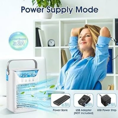 Picture of Air Conditioner Cooling Fan With 5 Sprays 7 Color Light Portable Fan Air Cooler Kipas Mini Fan Air Humidifier By Latfu