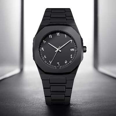 Picture of Arabic Watch Waterproof Men's Quartz Watch Black PC Plastic watch for men - Aura Arabic Watch - Black by Bytebox