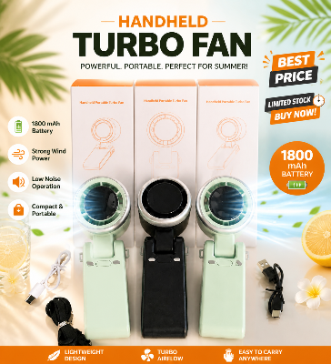 Picture of Premium Mini Turbo Fan 1800mAh USB Rechargeable Handheld Fan – Portable, Strong Airflow, Low Noise